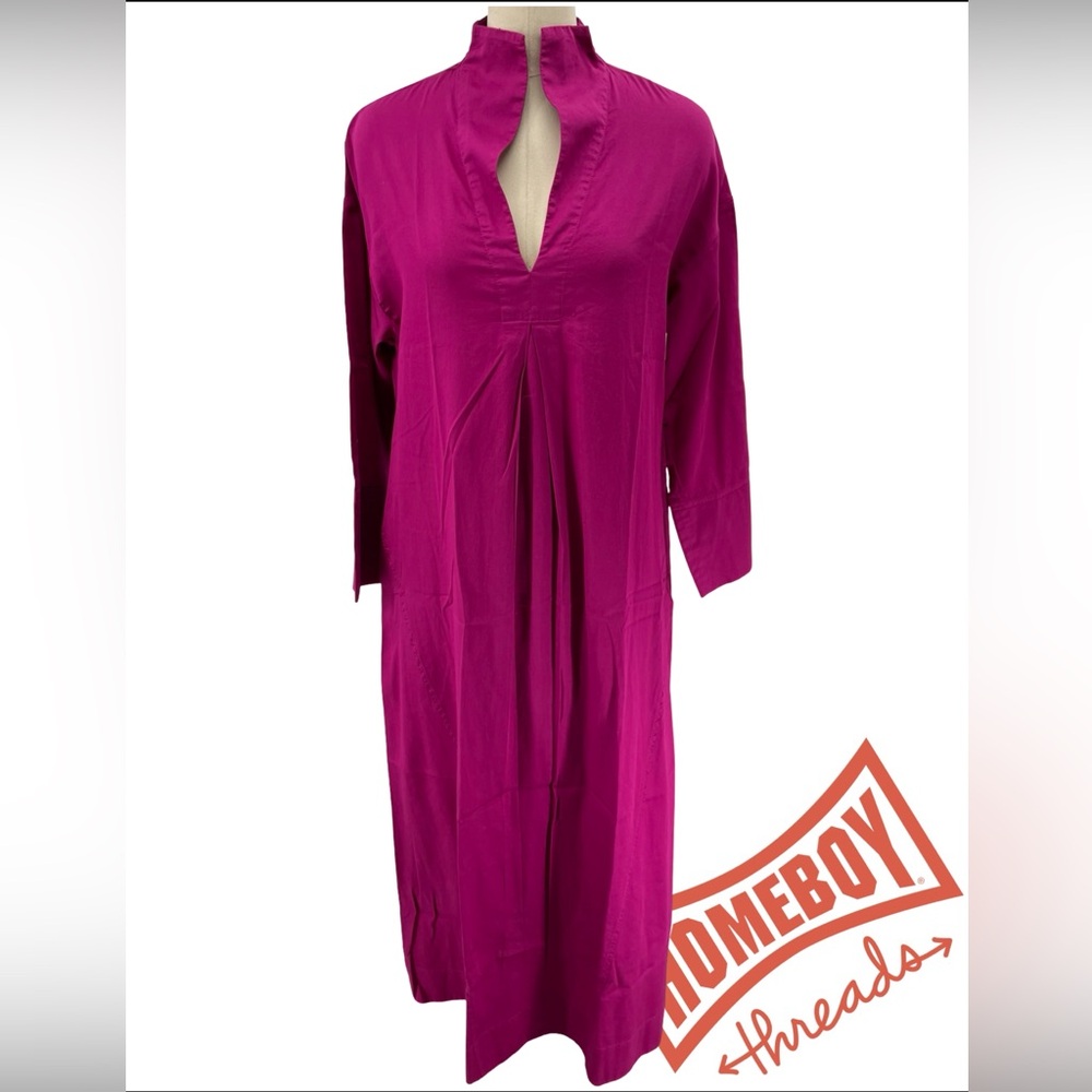 Ocean+Main Vibrant Pink Long Sleeve Gauze Dress